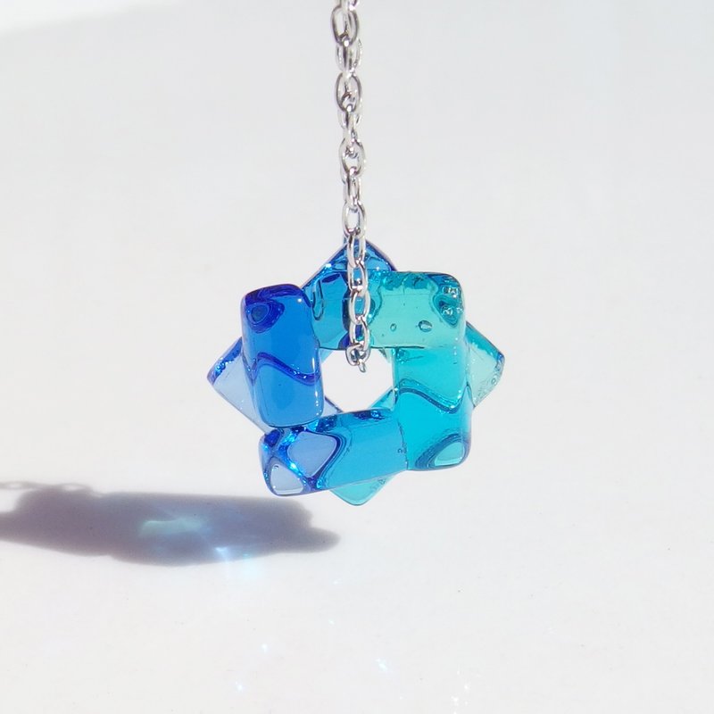 Warp with glass (Wap [soda]) Chain necklace [Cotton string, Silver 925 can be selected] [Made to order] - 项链 - 玻璃 蓝色