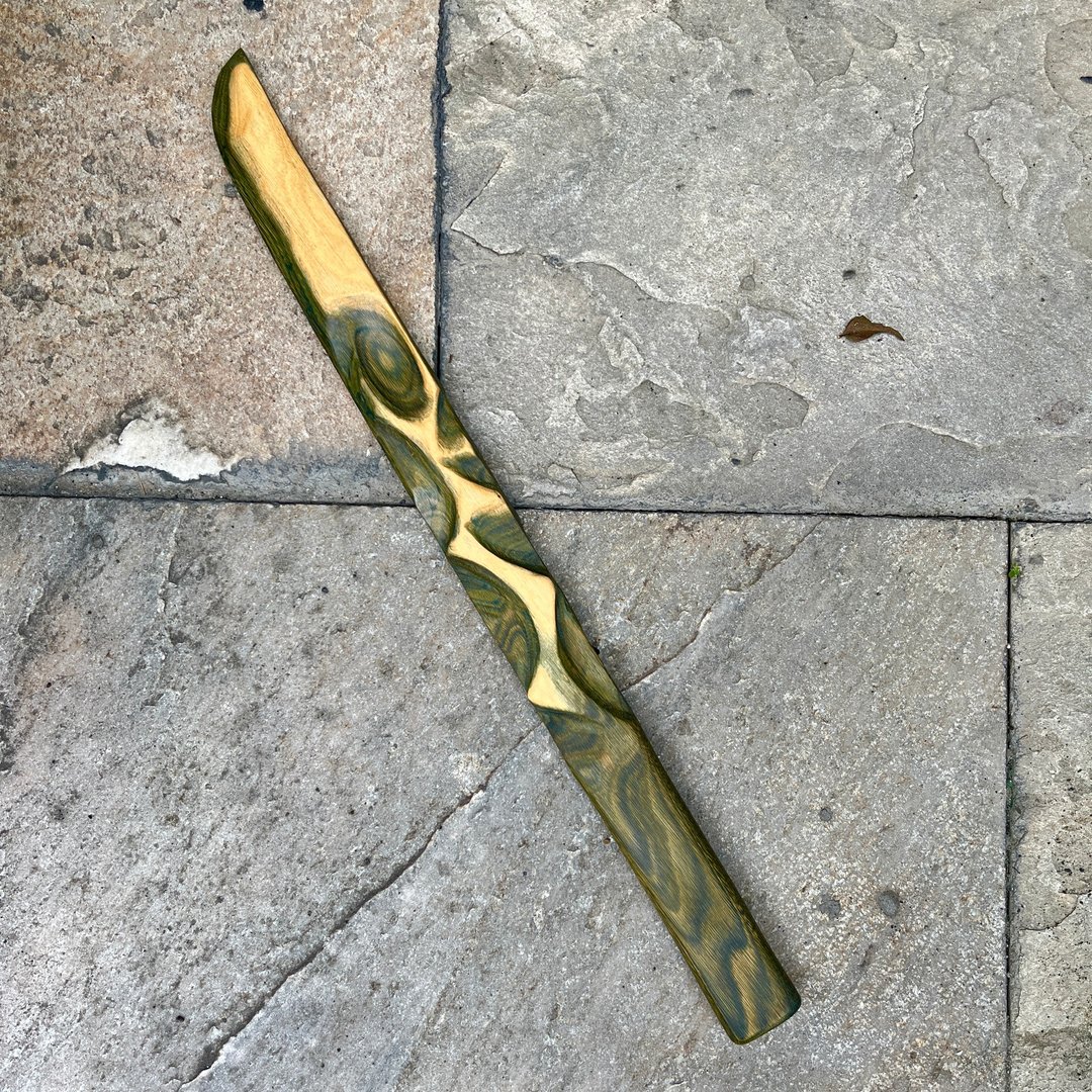 我贩剑　妖刀　囫囵蛇　艺术木刀　手工木剑　Katana　小太刀 - 摆饰 - 木头 绿色