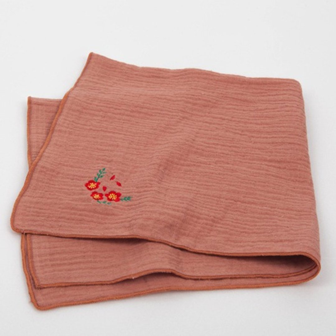 은혜직물handkerchief/ 济州岛花刺绣方巾(45x45cm） - 围嘴/口水巾 - 棉 粉红色