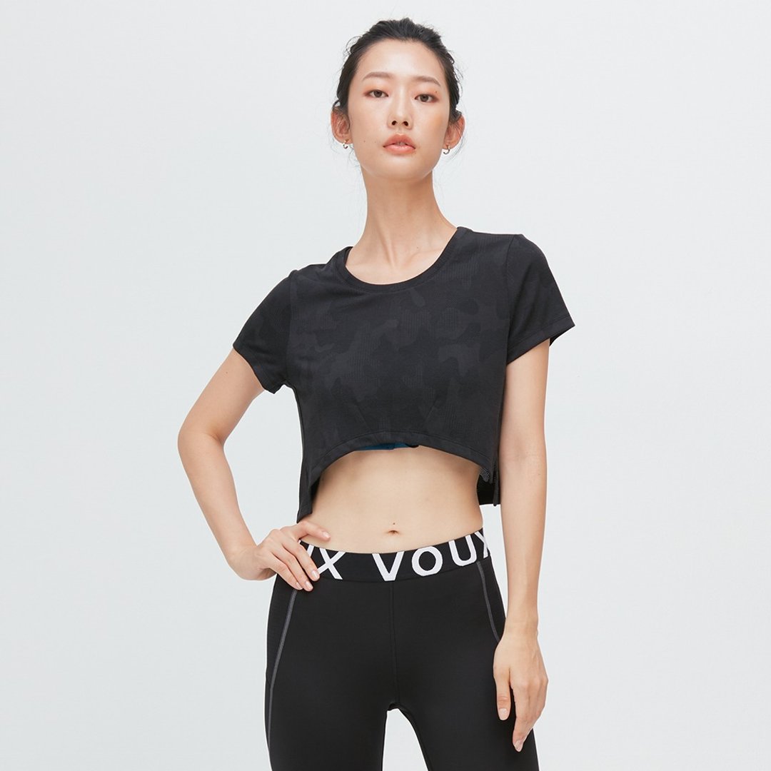 不可退换 /胶原蛋白短版上衣(女)-黑 - 女装背心 - 聚酯纤维 黑色