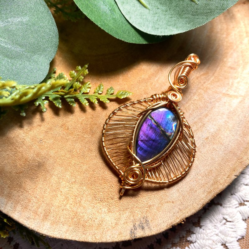 能量水晶项链-幻梦之芯-拉长石、艺术编织、编织项链 - 项链 - 水晶 紫色