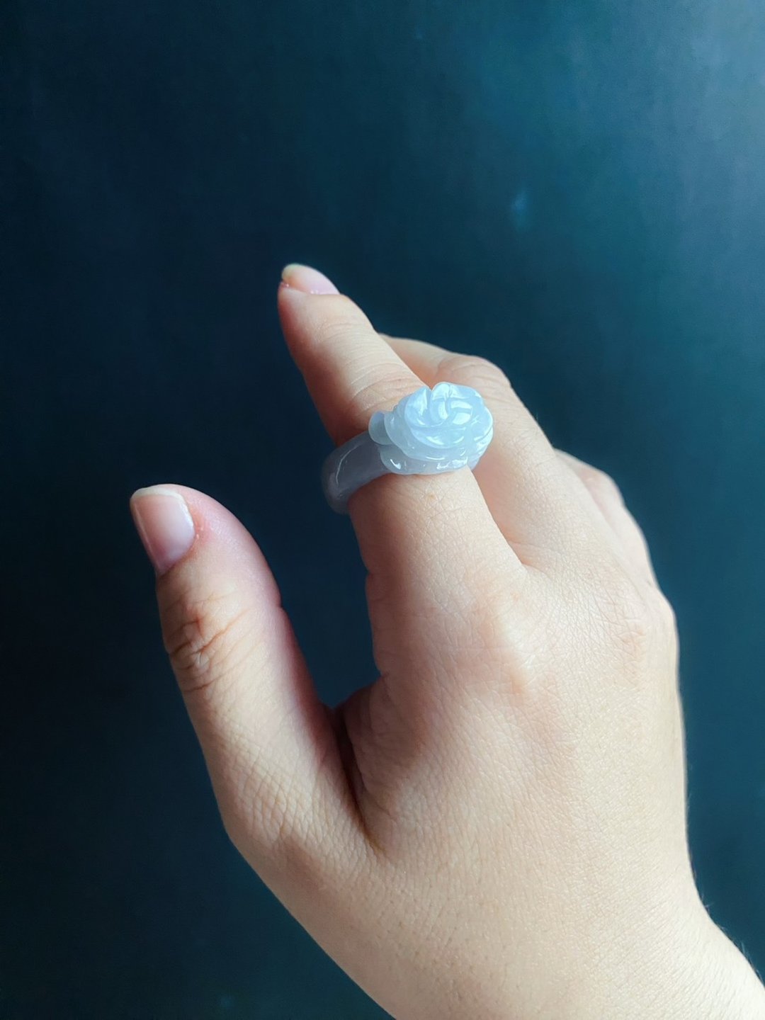 618 天然缅甸玉 翡翠 手工雕花 戒指 有钱 玉 戒环 ring 内径 19mm - 戒指 - 玉石 黑色