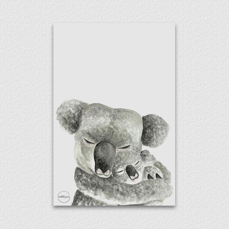 水彩插画动物明信片 - 树熊 手绘 水彩 插画 - 卡片/明信片 - 纸 灰色