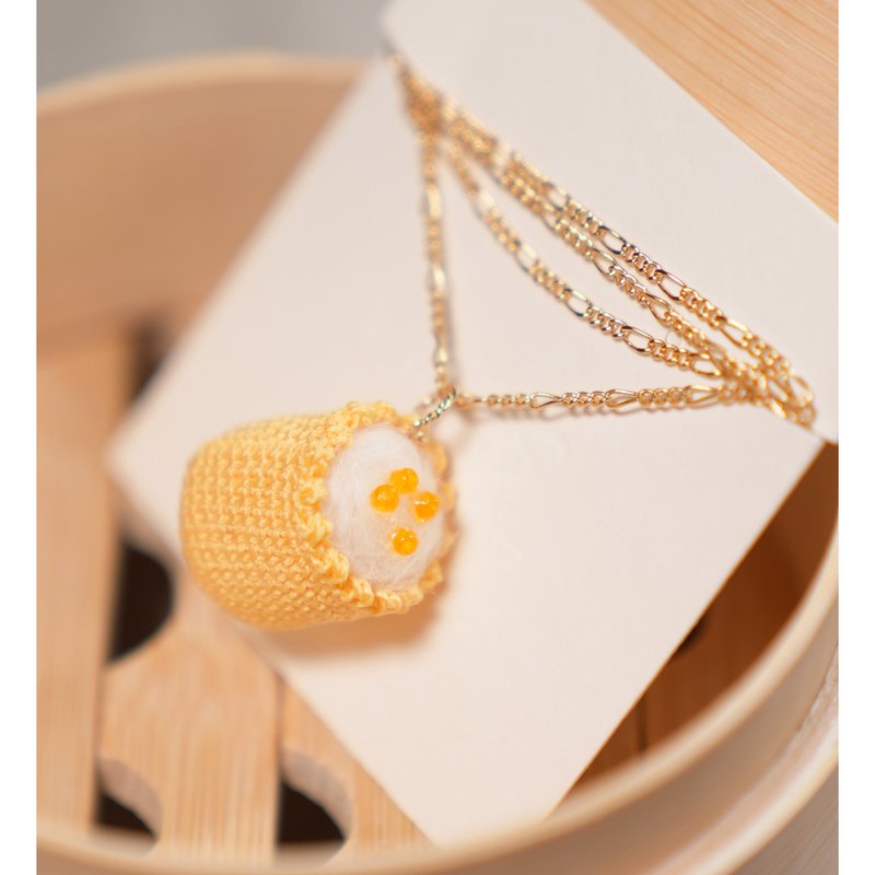 香港地道港式烧卖颈链 | 编织饰物 | 手作饰物 - 项链 - 绣线 黄色