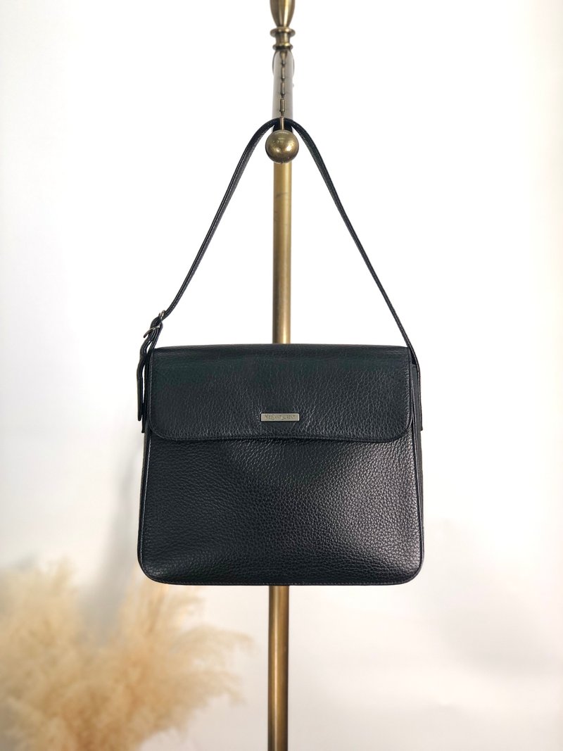 [日本直送品牌二手包] Yves Saint Laurent 单肩包黑Logo 皮革 心型 旧款 ex2z8n - 侧背包/斜挎包 - 真皮 黑色