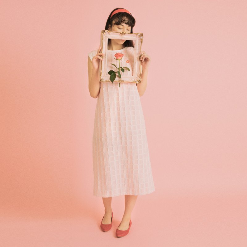 Flower Bed Dress (PINK) - 洋装/连衣裙 - 棉．麻 粉红色