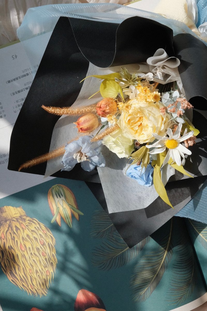 【现货】蓝色系 永生花花束 不凋花 索拉花 干燥花 纪念日 情人节 - 干燥花/捧花 - 植物．花 多色