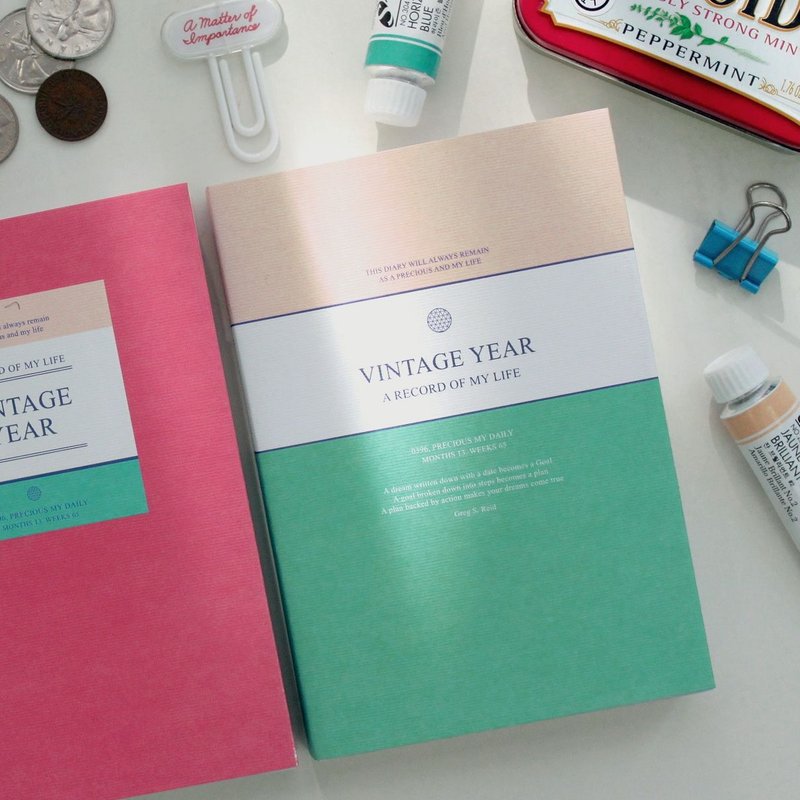 Seeso-复古色块万年历周志-薄荷绿/粉,SSO31626 - 笔记本/手帐 - 纸 绿色