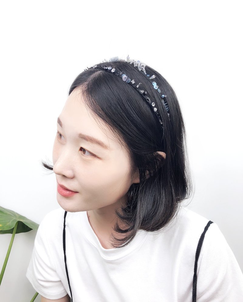 浪漫裝飾 手工珠繡 髪箍 頭飾 髮飾 - 发饰 - 其他材质 灰色