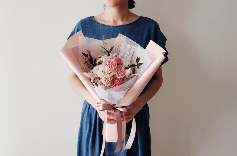 永生花+干燥花|Love妈咪|粉色康乃馨母亲节花束|全省宅配欢迎自取 - 干燥花/捧花 - 植物．花 粉红色