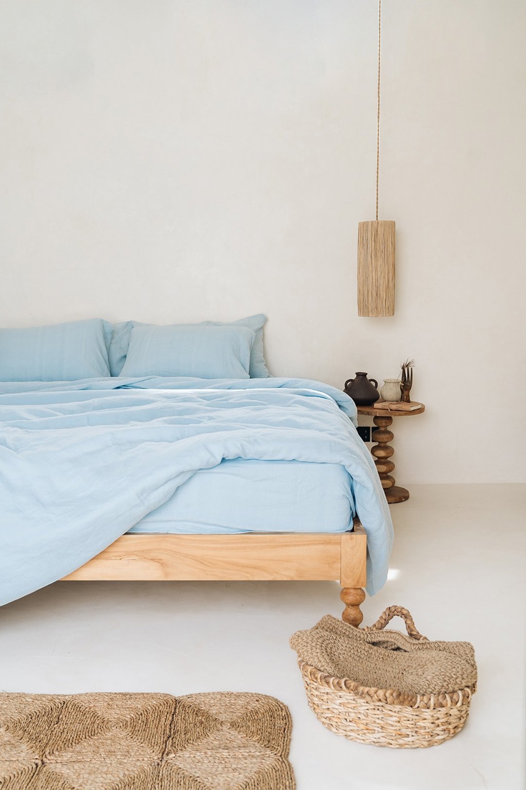 Sky blue linen duvet cover / Softened linen / Comforter cover / Quilt cover - 寝具 - 亚麻 蓝色