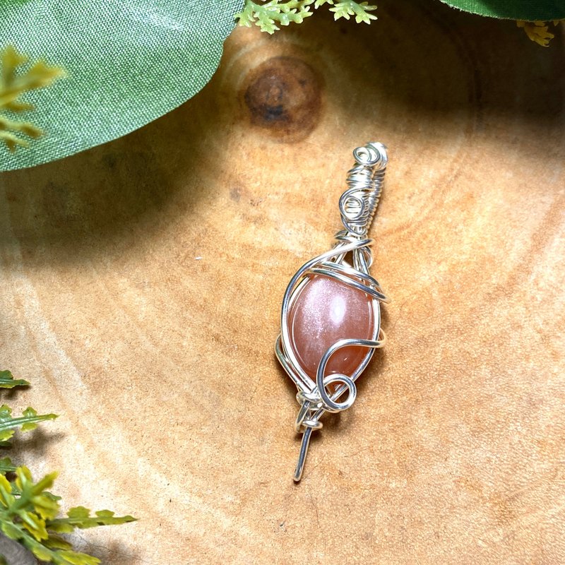 能量水晶项链-荺襄-太阳石、水晶灵摆项链、艺术编织 - 项链 - 石头 橘色