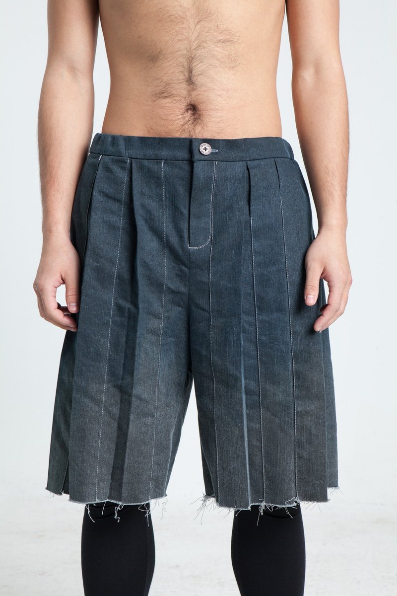 Alan Hu 2017 S/S 百折五分裤 - 男士长裤 - 棉．麻 蓝色