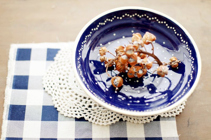 【好日恋物】德国VINTAGE手作水果盘 - 浅碟/小碟子 - 其他材质 蓝色