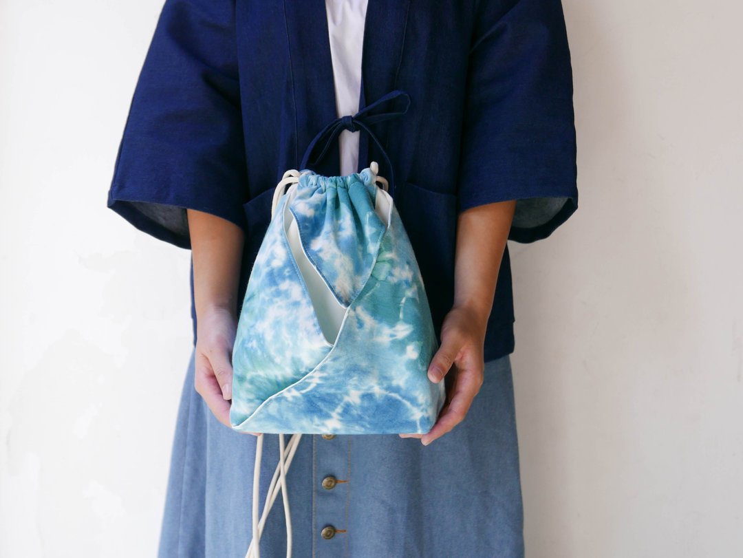 青圈 手染日式和服包 - 侧背包/斜挎包 - 棉 蓝色
