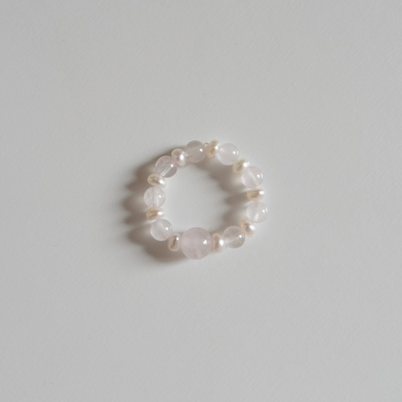 Lily Valley 絮语 | 手工串珠戒指 - 戒指 - 半宝石 粉红色