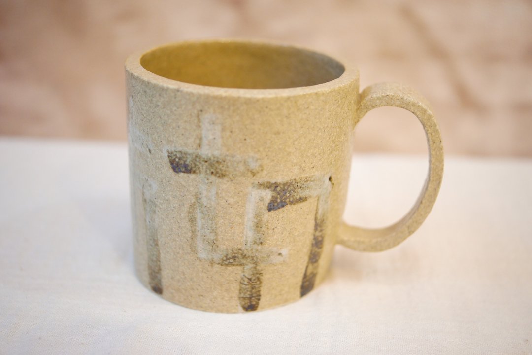 手作陶杯 交织 马克杯  230ml 咖啡杯 水杯 - 盘子/餐盘/盘架 - 陶 卡其色