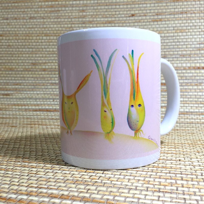 插画马克杯 食幸福-蒜头猫头鹰 - 咖啡杯/马克杯 - 瓷 粉红色