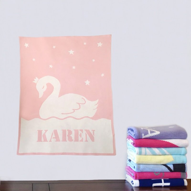 定制化姓名毯子・Swan 60x80cm - 满月礼盒 - 其他材质 多色