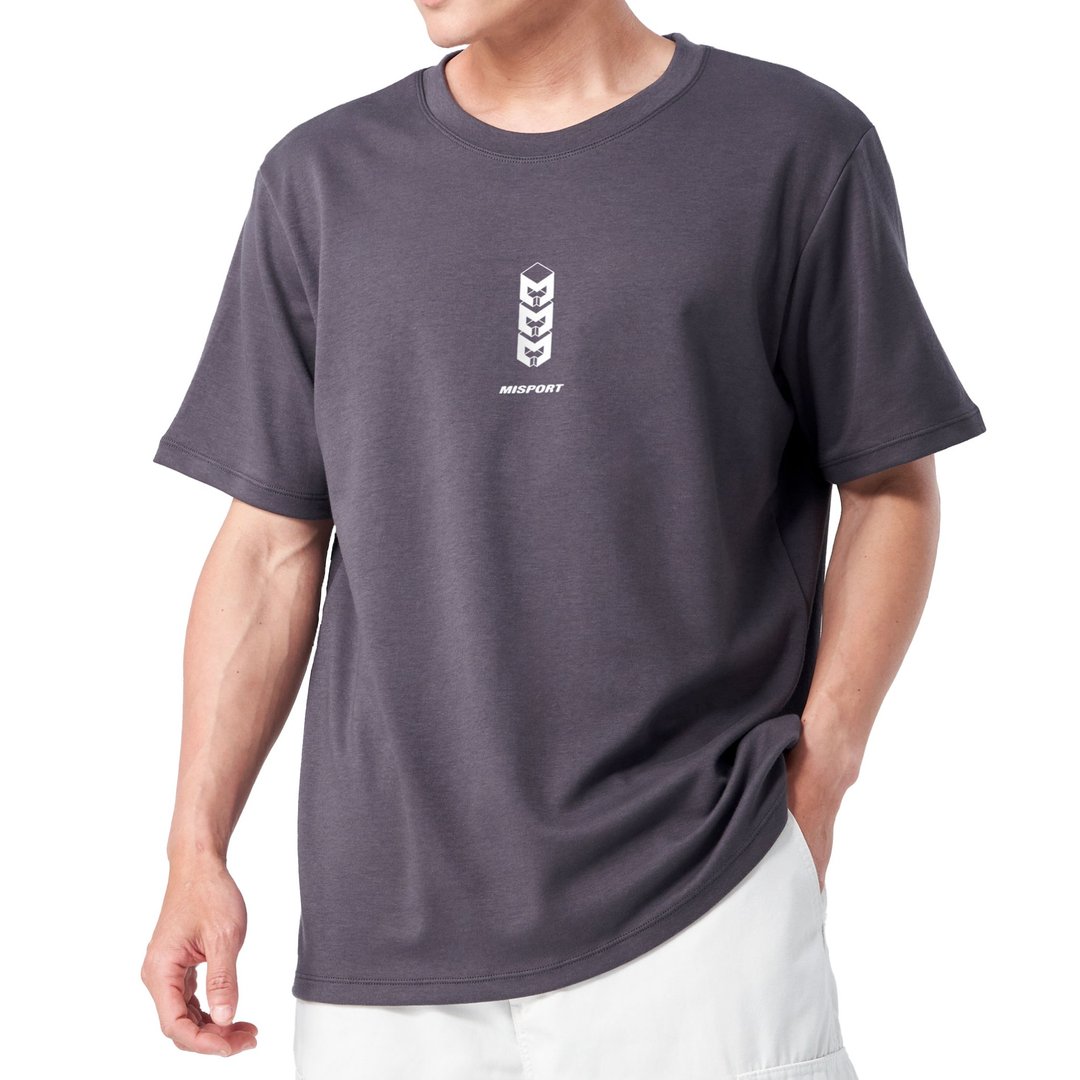 立体机能棉T-立体LOGO堆叠 运动衣 机能服 MIT台湾制 棉T 穿搭 - 男装运动衣 - 聚酯纤维 灰色