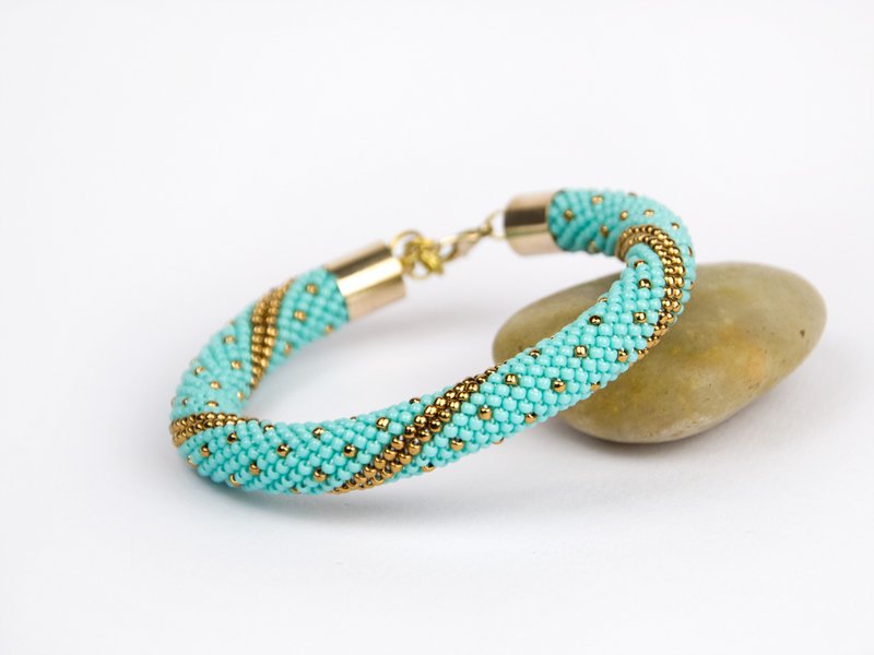 Diy kit bracelet, Turquoise kit bracelet, DIY kit beaded bracelet, Kit to make - 编织/刺绣/羊毛毡/裁缝 - 玻璃 绿色