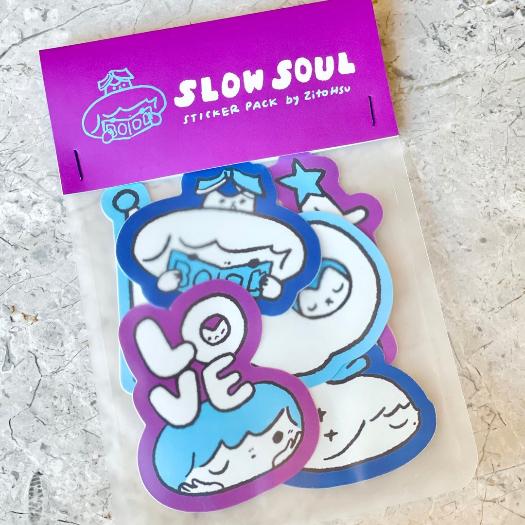 SLOW SOUL 防水PVC贴纸包 - 贴纸 - 纸 蓝色