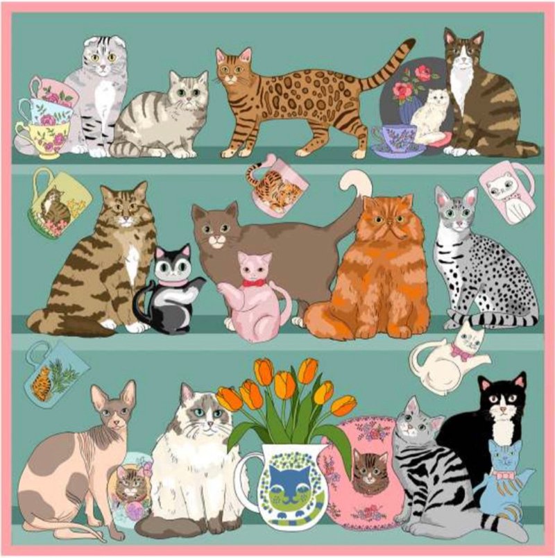 猫咪丝巾 _展示品 - 丝巾 - 丝．绢 绿色