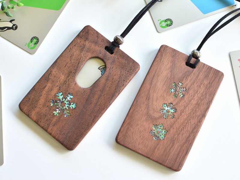 Wooden IC card case [Snowflake] Walnut - 证件套/卡套 - 木头 咖啡色