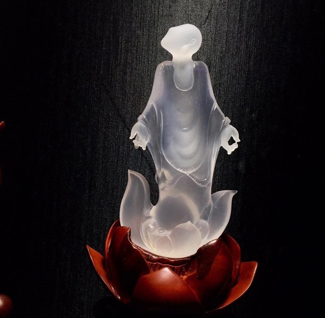 收藏级美货天然冰晶悟道摆件 雕工精细 奶油冰全净无暇 难得精品 - 其他 - 水晶 