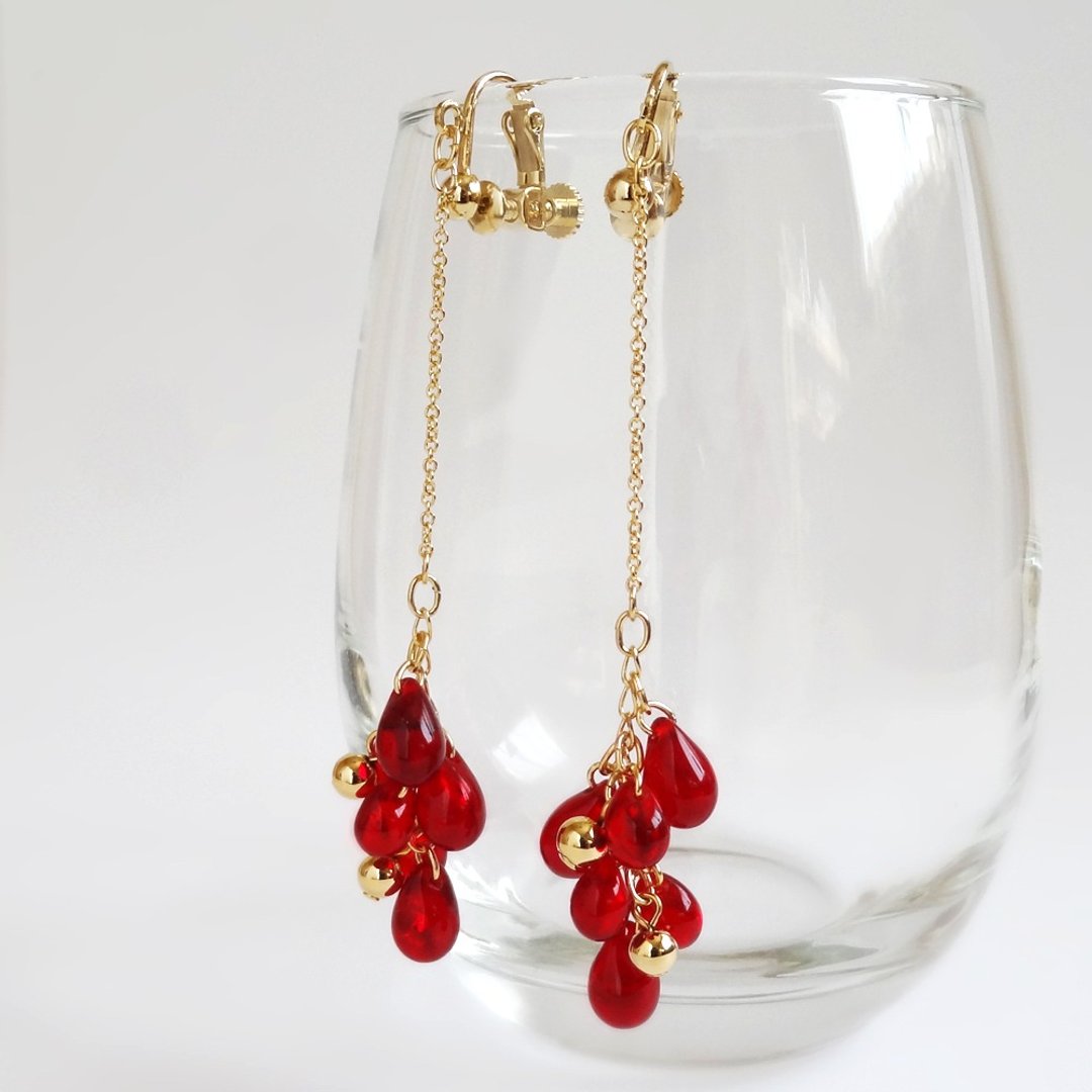 Light of Shamred Earrings - 耳环/耳夹 - 玻璃 红色