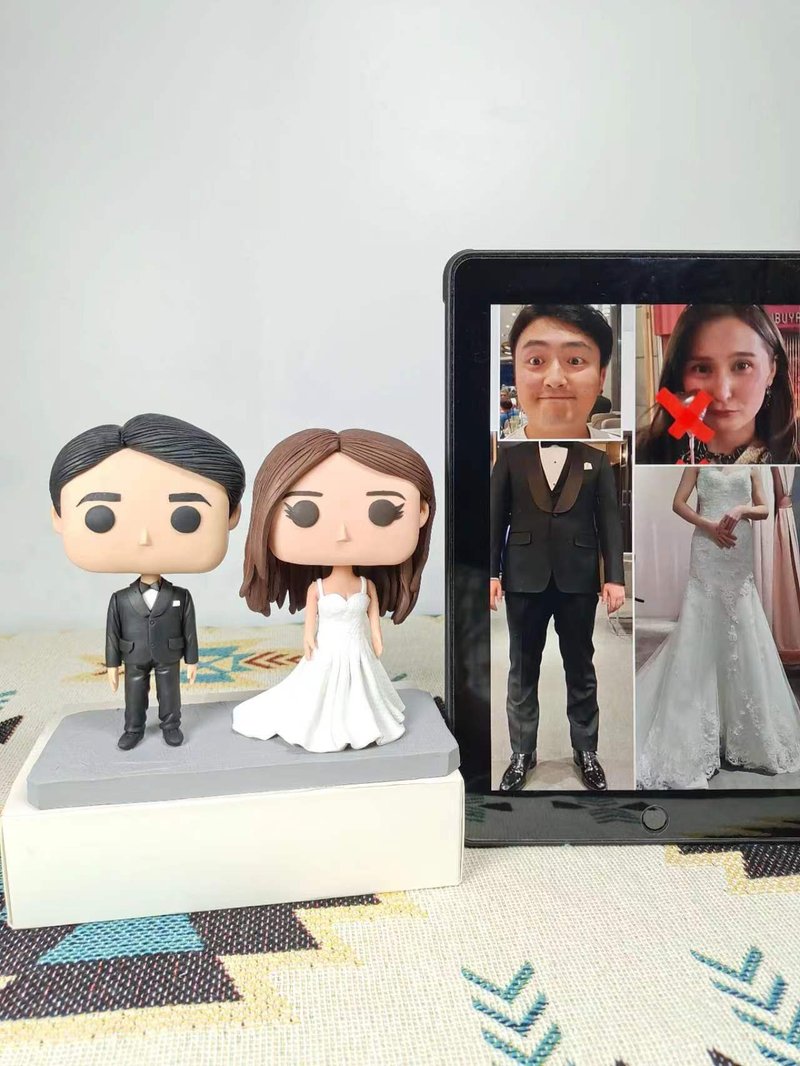 纯手工定制美国Funko Pop 自画像公仔情侣父母夫妻结婚周年礼物 - 玩偶/公仔 - 粘土 多色