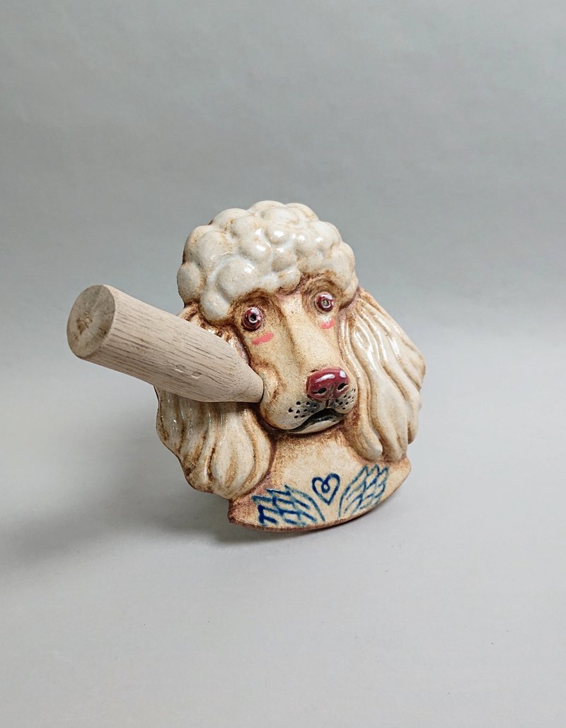 贵宾犬扩香器03(手工陶制品) - 香薰/精油/线香 - 陶 白色