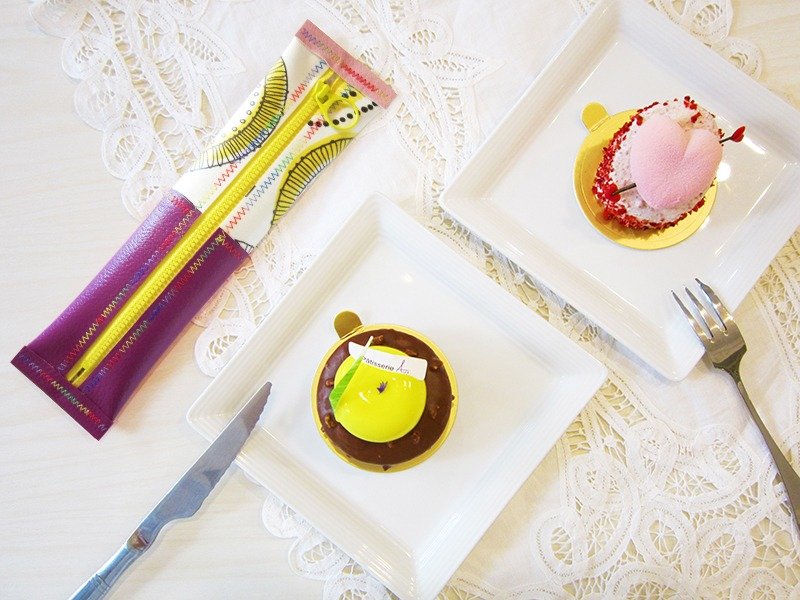 【内装宽6cmX长23cm】 2面防水 环保餐具袋 & 笔袋- 涂鸦- 艳彩紫 - 筷子/筷架 - 防水材质 多色