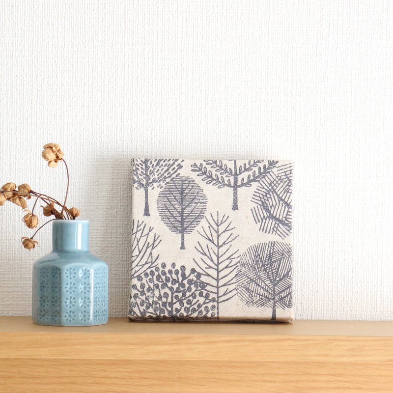 12x12cm Fabric Panel [Stamp Tree Gray] - 墙贴/壁贴 - 棉．麻 灰色