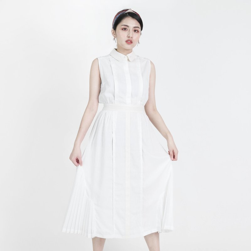Retro 青丘复古棉麻洋装_8SF113_白 - 洋装/连衣裙 - 棉．麻 白色