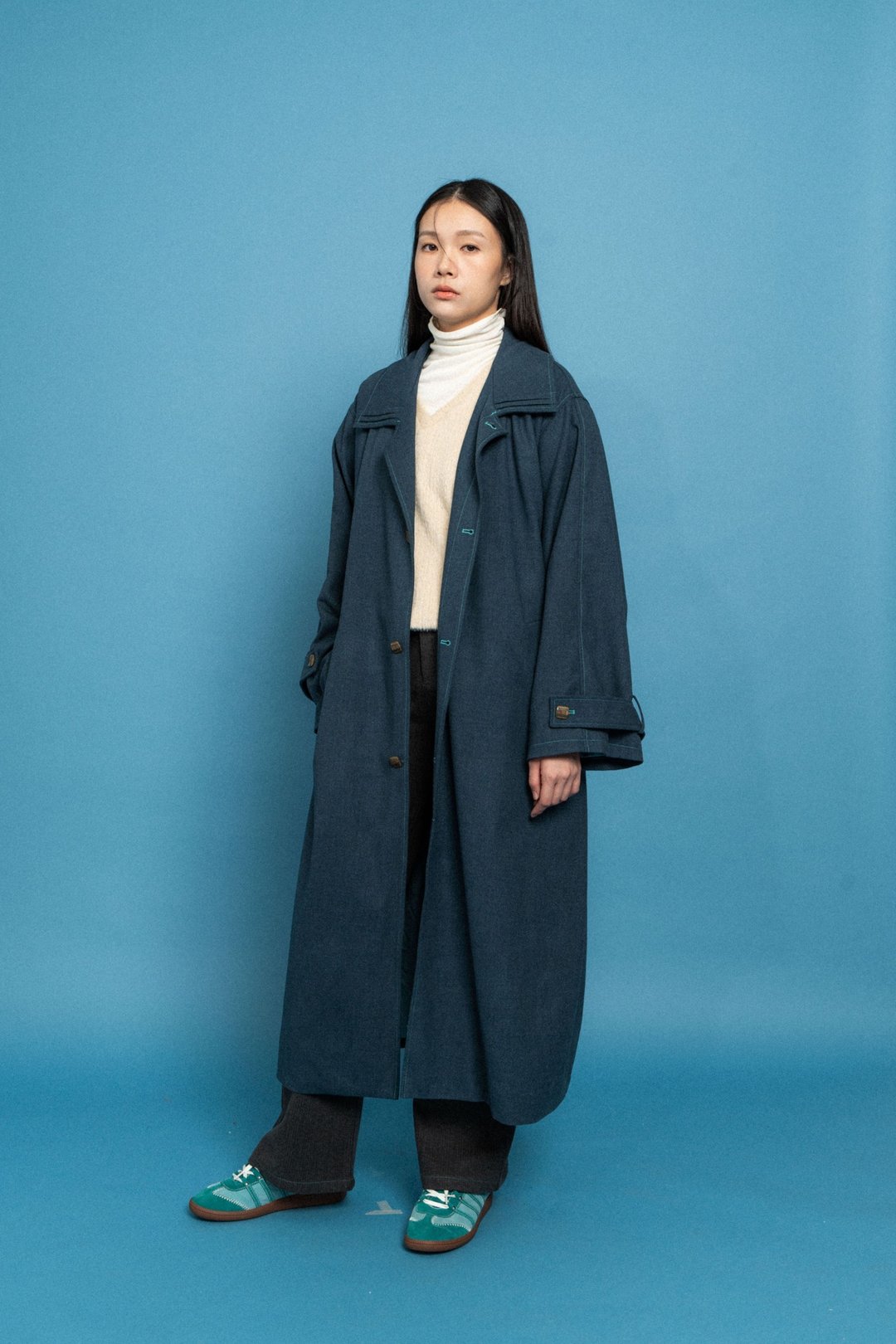 海蓝宽松大衣 Navy Oversized Coat - 女装休闲/机能外套 - 其他材质 蓝色