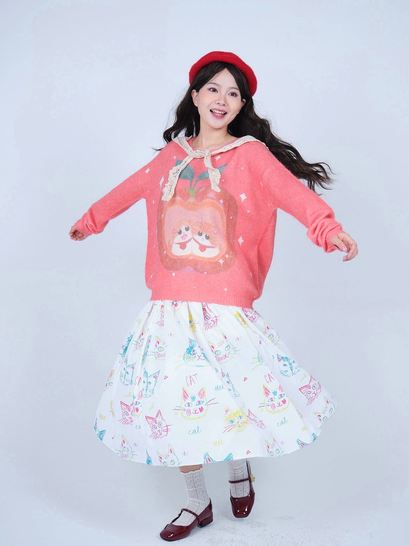 喵猫虫士多原创苹果猫猫针织毛衣 貓 - 女装针织衫/毛衣 - 其他人造纤维 红色