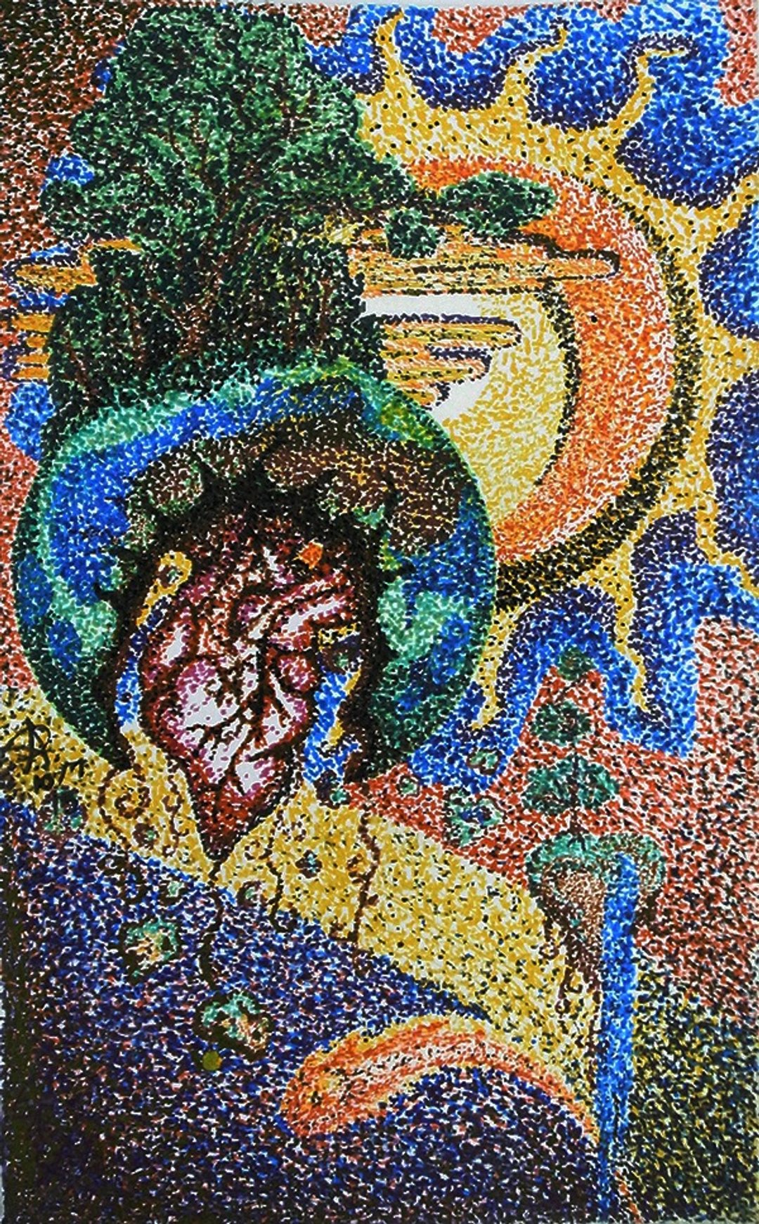 树，地球，与心脏<印刷副本> - 海报/装饰画/版画 - 纸 多色