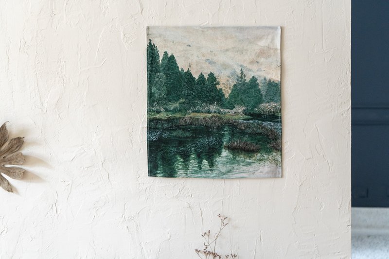 台湾山挂布 - 梦幻湖 41 x 46 cm - 海报/装饰画/版画 - 棉．麻 绿色