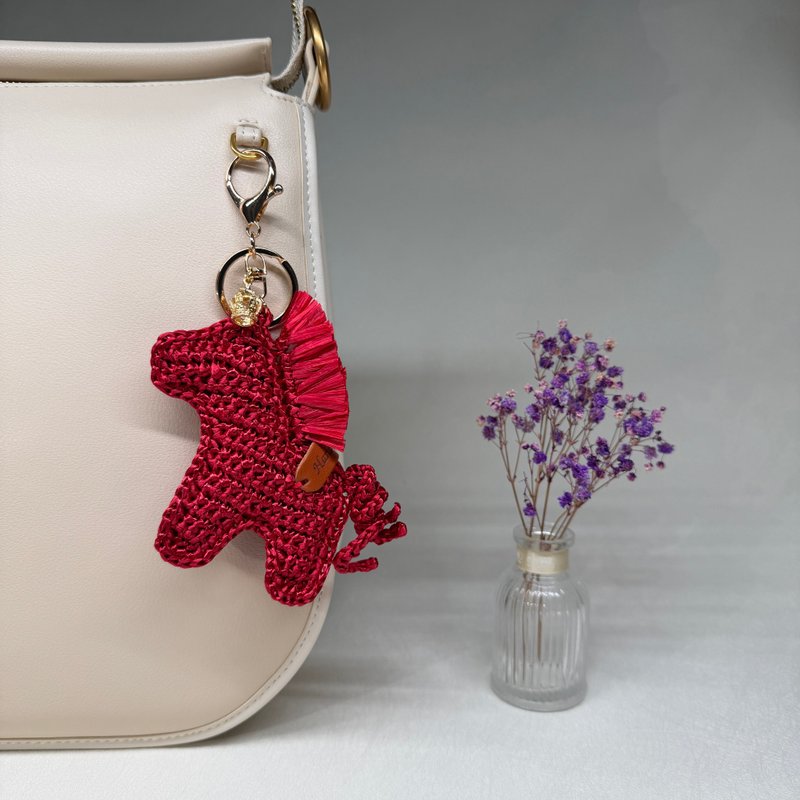 手工编织 皇冠卷尾小马钥匙圈 新色 - 吊饰 - 其他材质 多色