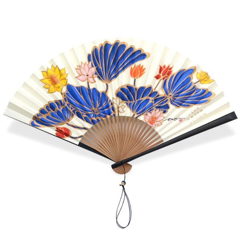 青莲院隔扇画扇子 极乐净土 - 扇子 - 纸 蓝色