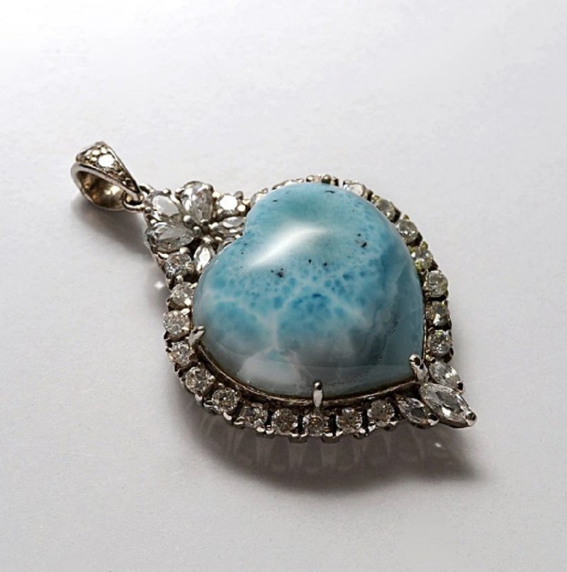 拉利玛/海纹石坠 Larimar 矿石/开运/招财/破煞/防小人 - 项链 - 宝石 