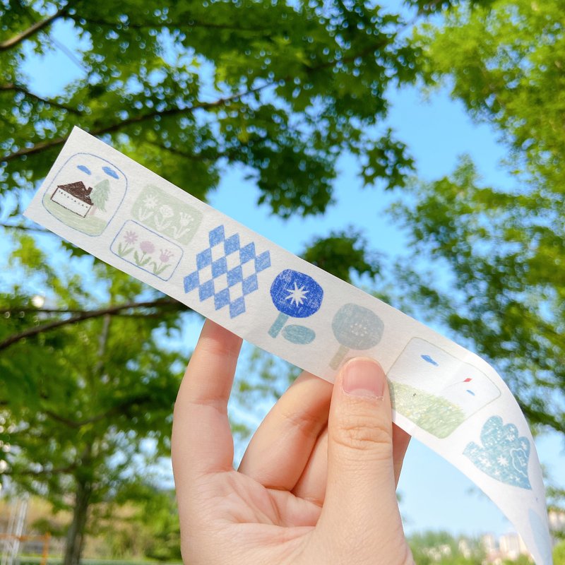 藍色慕斯 和紙膠帶  5/10米卷 - 纸胶带 - 其他材质 多色