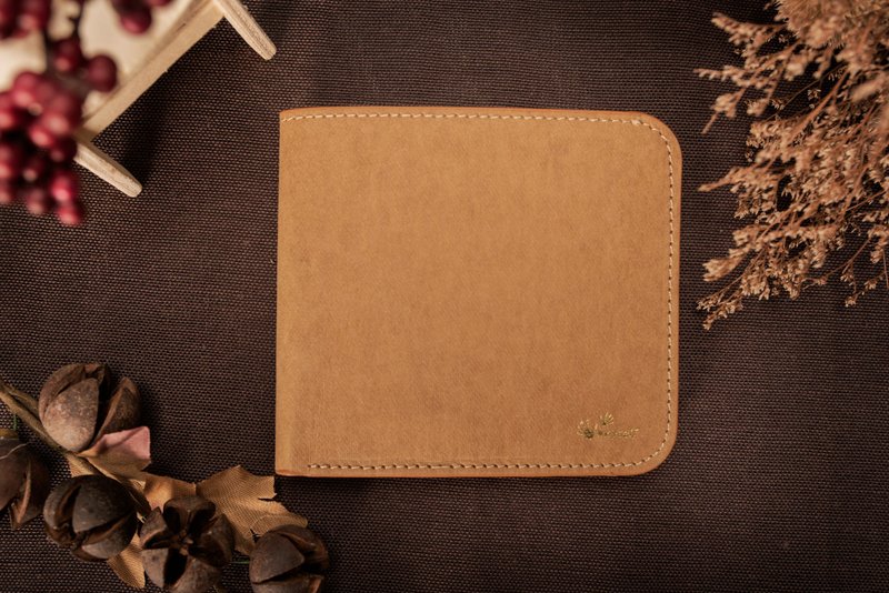 经典中性短夹  原来美好系列 好踏实 可水洗牛皮纸 - 皮夹/钱包 - 纸 卡其色