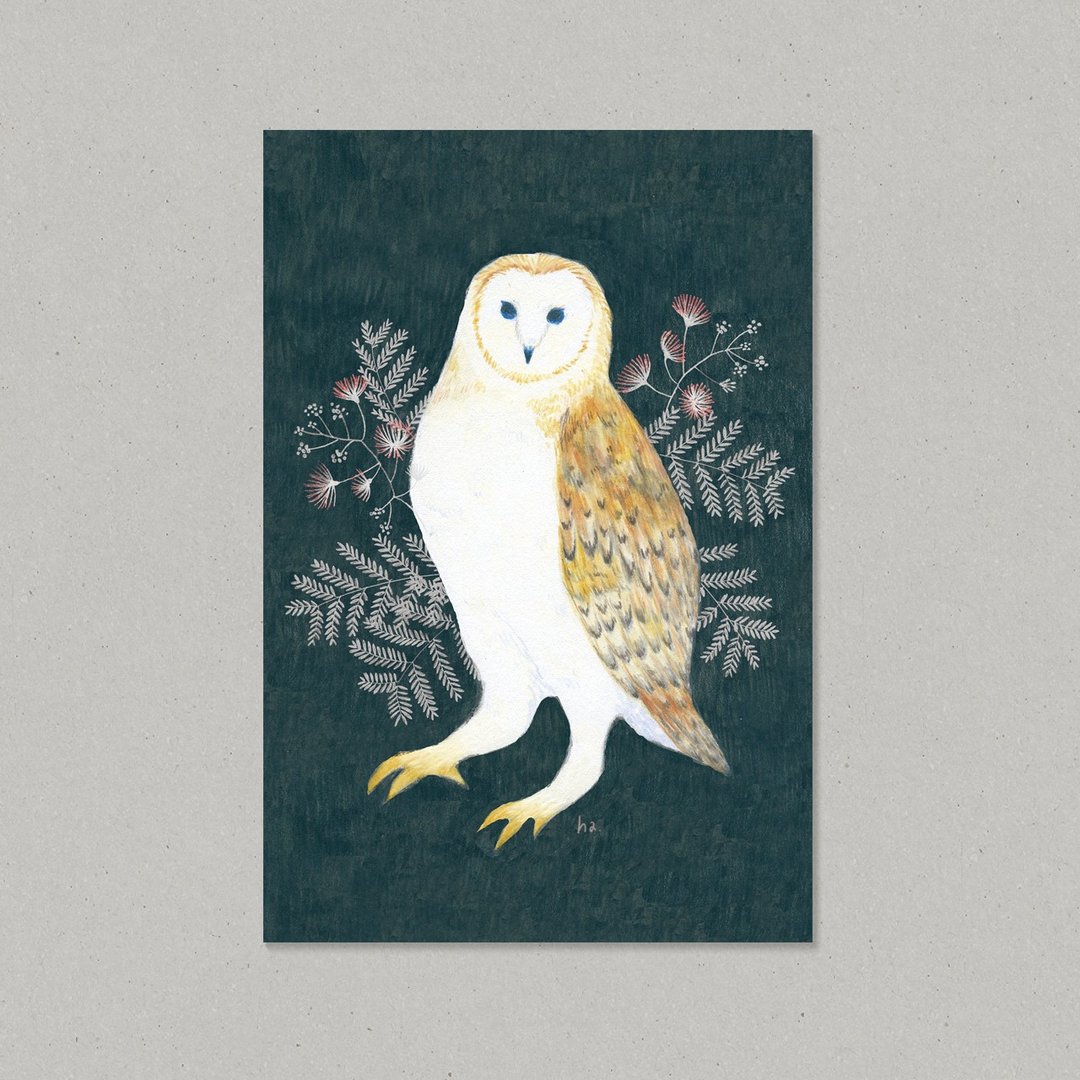 Animal Postcard /  Barn Owl - 卡片/明信片 - 纸 黑色