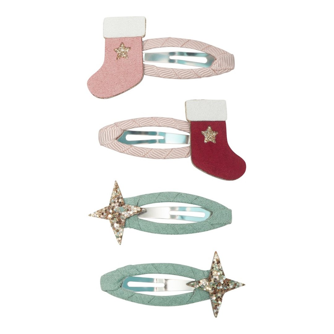 英国Mimi & Lula AW23_Xmas圣诞袜星星滴答夹4入 - 婴儿饰品 - 聚酯纤维 
