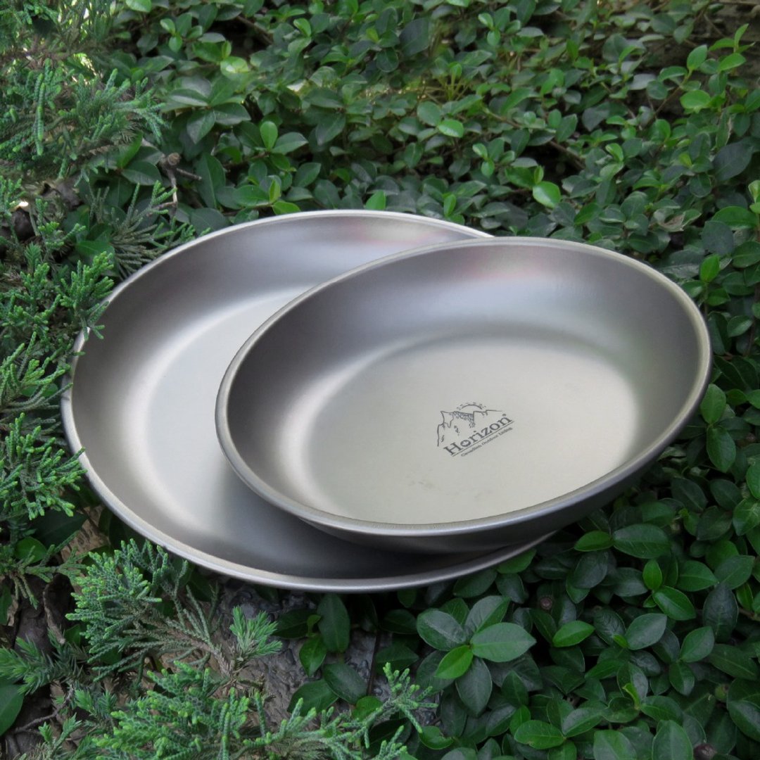 【Horizon 天际线】纯钛户外野营餐盘双盘组 (18cm+15cm) - 露营用品 - 其他金属 