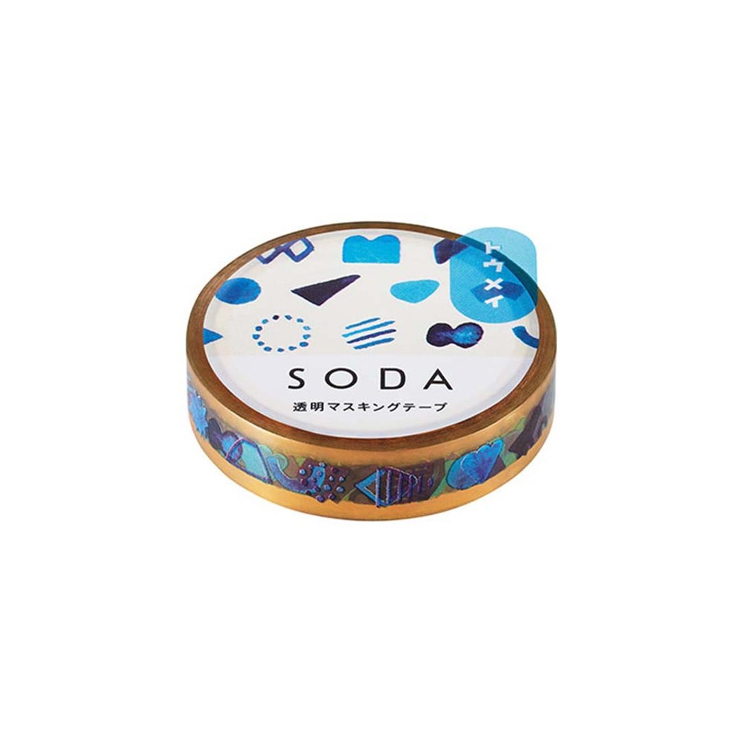 【KING JIM】HITOTOKI SODA 透明PET卷状胶带 10MM 形状 - 贴纸 - 其他材质 多色
