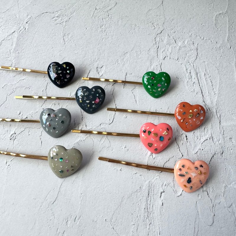 [促销] 8色心形发夹 - 发饰 - 铜/黄铜 多色