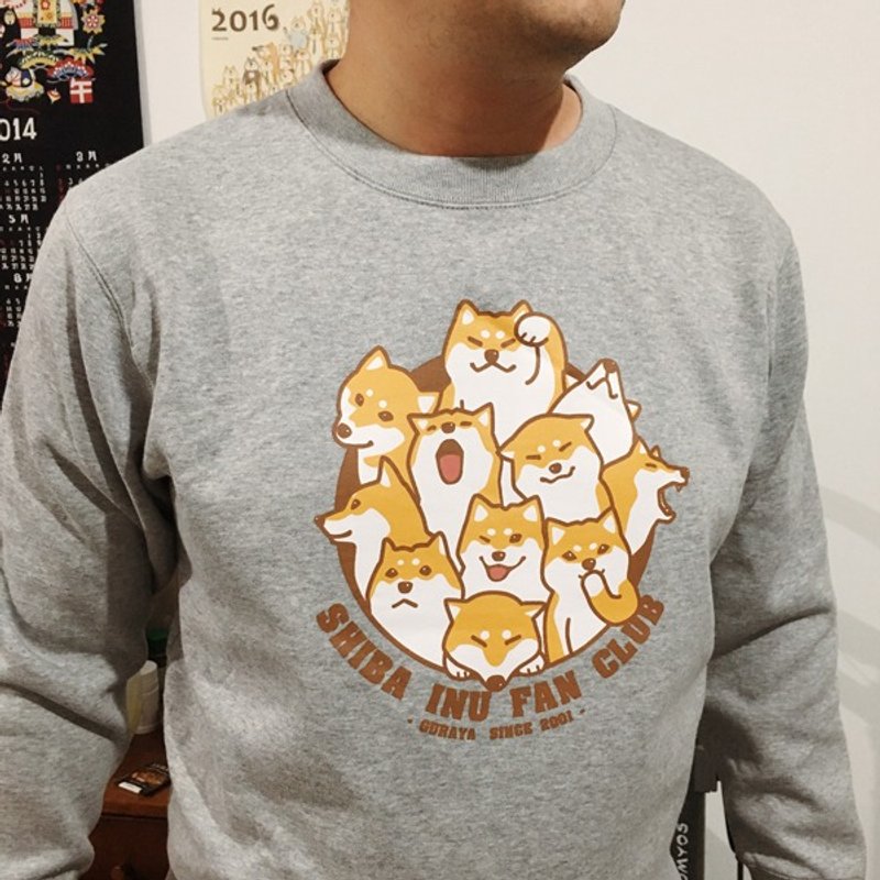 仓屋 原创柴犬卫衣 灰色 - 中性连帽卫衣/T 恤 - 棉．麻 灰色